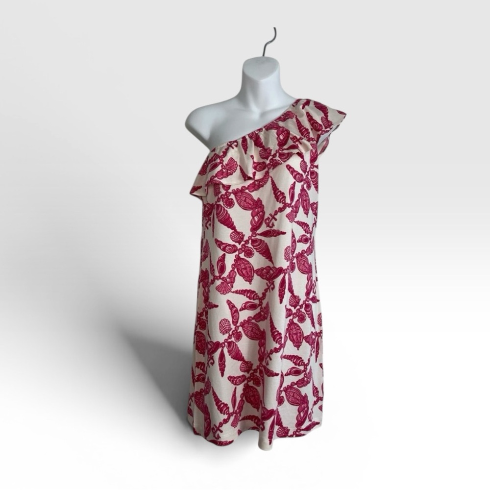 Lilly Pulitzer Robyn Dress in Fallin in Love Pink print One Shoulder Ruffle XS